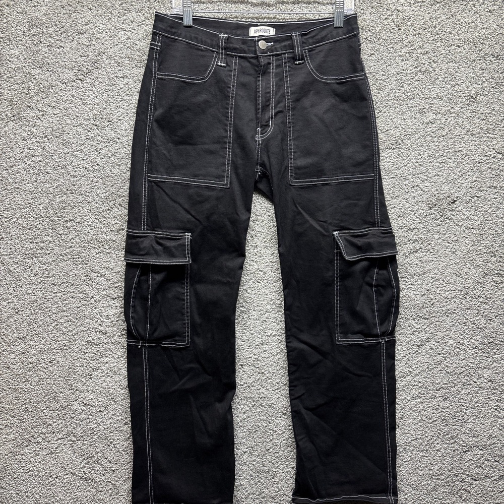 Vintage Hot Topic Aphrodite Mens Pants 30x32 Black Cargo Baggy Goth Y2K USA MADE
